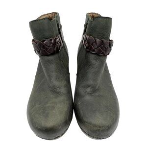 Dansko Womens Michelle Leather Ankle Bootie 40 Green Buckle Braided Strap Casual